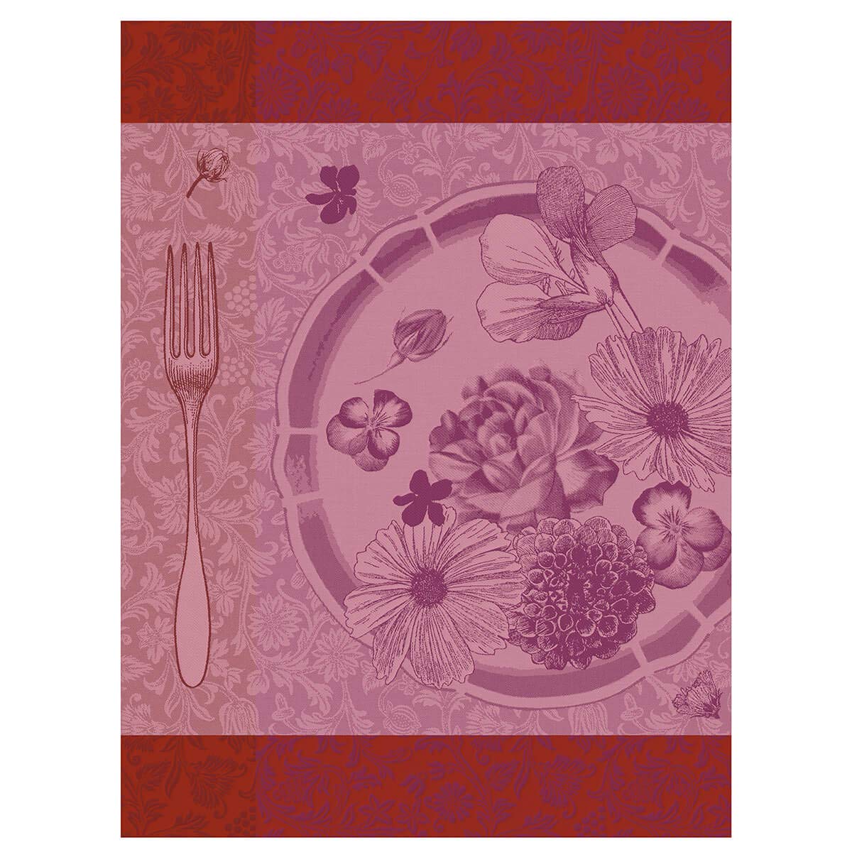 Le Jacquard Français Torchon A TABLE Fleurs - 100% Coton Made In France