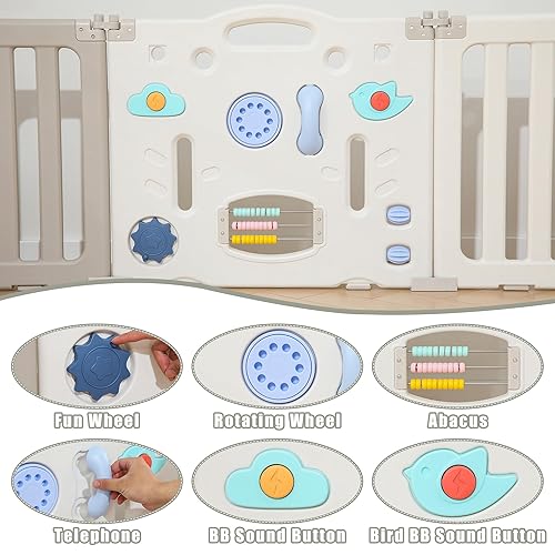 Miniatura 7 de Corralito de juego para bebés, bolígrafos plegables para bebés y niños pequeños, 14 paneles extra grande, valla portátil de astronautas, corralito