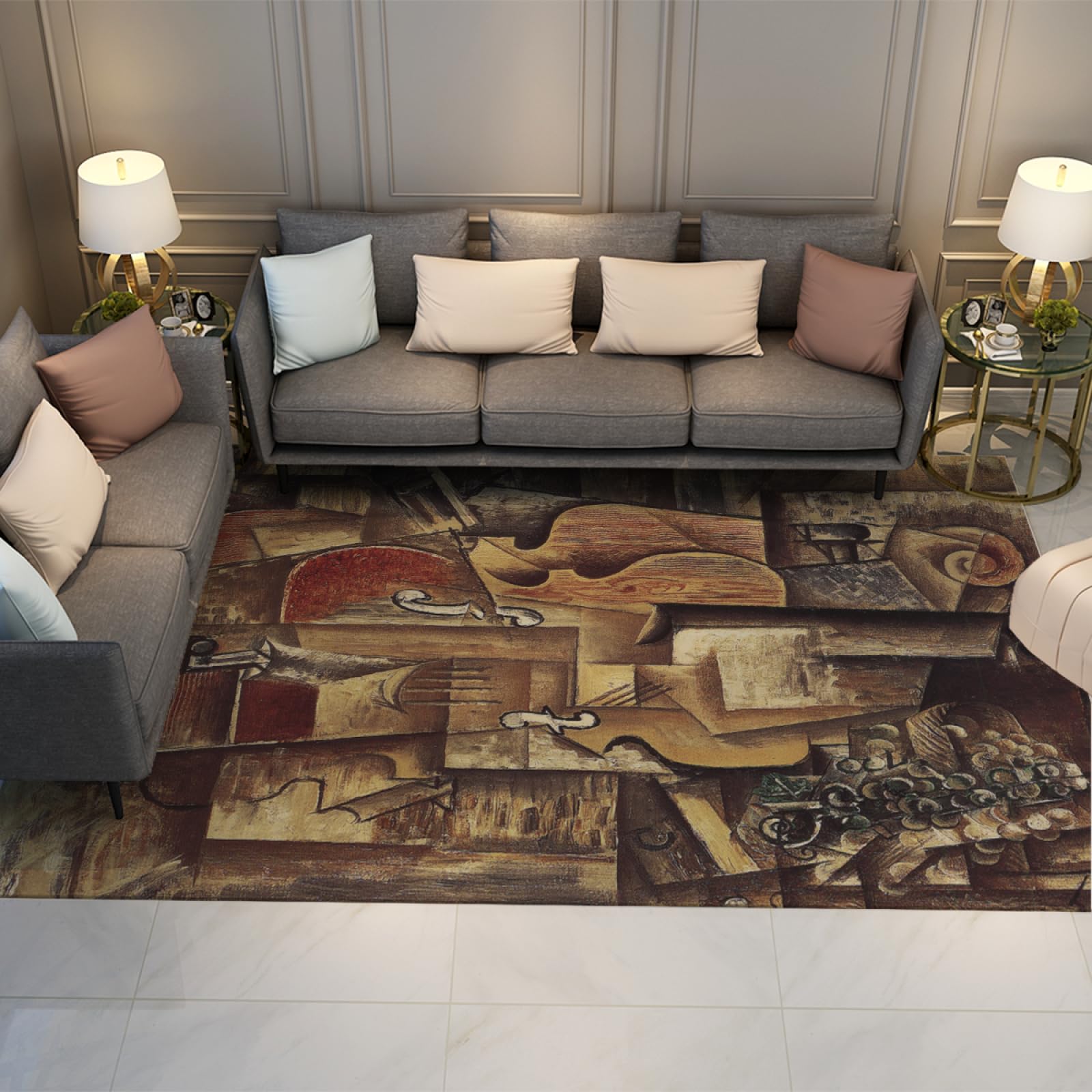 Tapis géométrique cubisme 140x180cm abstrait tapis d'intérieur impressionnisme