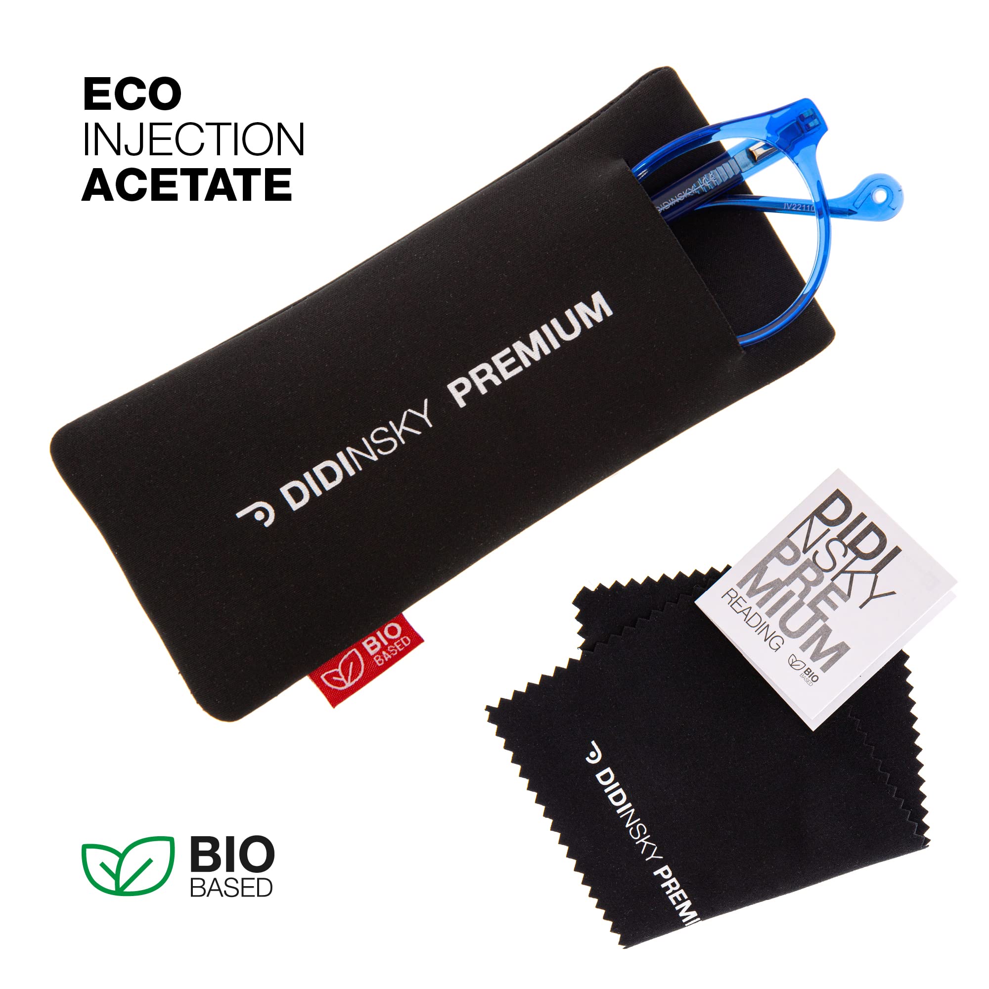 DIDINSKY Occhiali da Lettura Anti Bluelight Anti Luce Blue per Uomo e Donne. Montatura in Acetato e Cristalli Antiriflesso. Klein +1.5 – DIPITTI