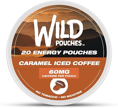 Wild 60mg Caffeine Pouches Nicotine Free Caramel Coffee - 20 x Energy Pouches - Caffeine Pouch