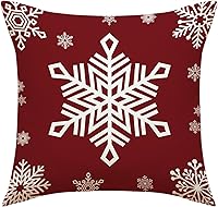 Vista 4 de Juego de 4 fundas de almohada de Navidad, 18 x 18 pulgadas, color rojo y blanco, fundas decorativas de invierno para el hogar, sofá, sofá