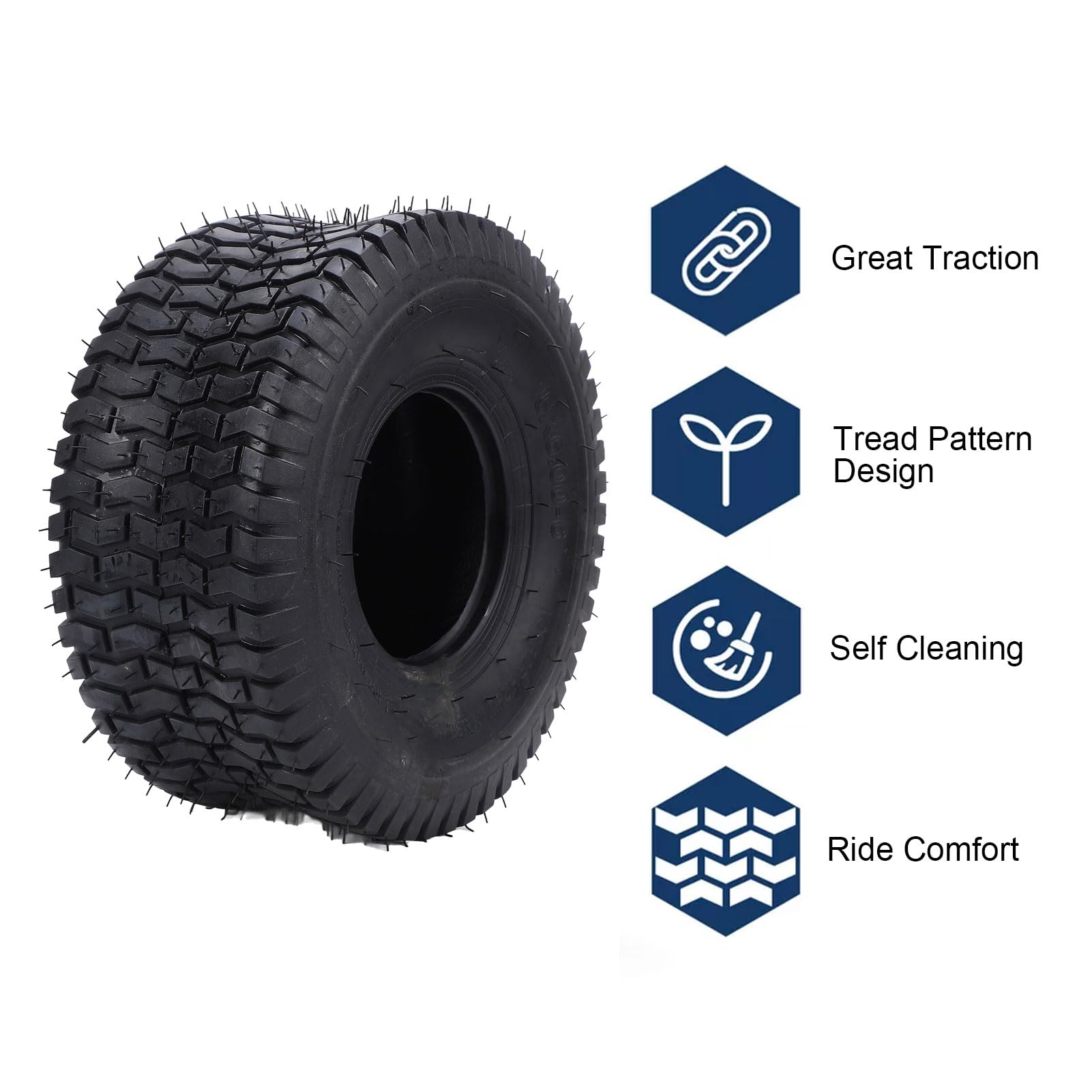 Neumático de Tractor de Jardín Resistente sin Cámara 15x6.00-6 para Cortacésped