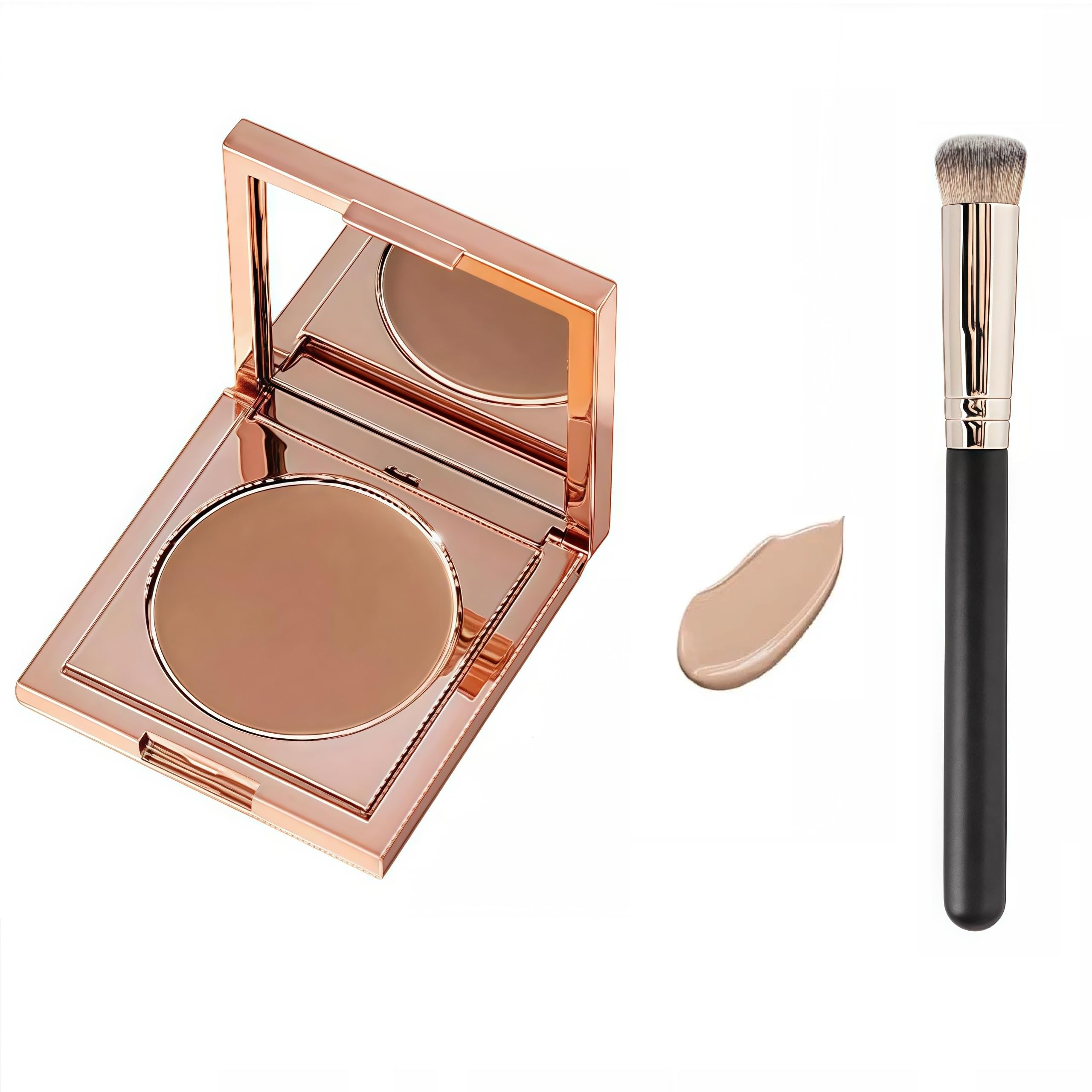 Photo 1 of Colored Clay CC Undereye Corrector, Under Eye Concealer with Brush, Dark Circle Defense, Under Eye Color Corrector for Dark Circles (Medium-Tan Peach, with brush)