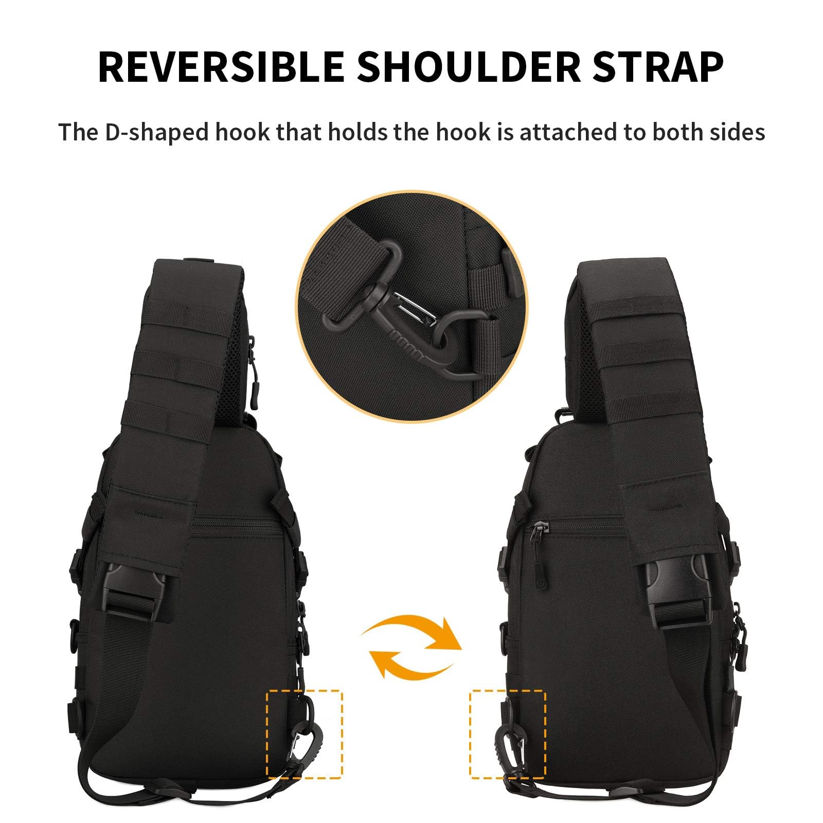 VINBAGGE Sac de Poitrine Tactique Sacoche Bandoulière Homme Sac bandoulière épaule Molle Militaire Sacs à dos Porté Travers pour Camping Randonnée Trekking