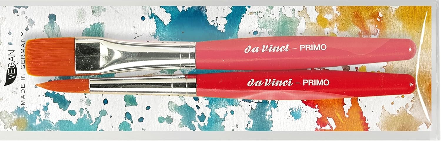 da Vinci Student Series 5019R Primo, Round and Flat Synthetic with Red Handle, Sizes 12 and 16