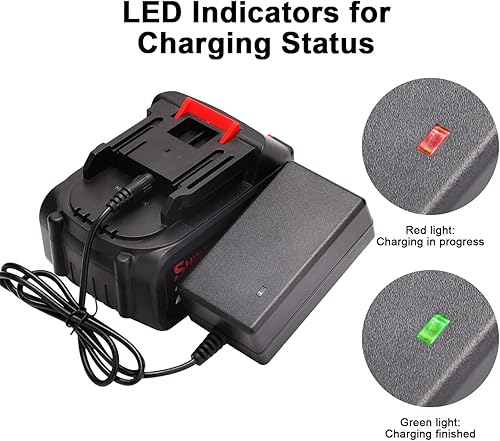 Miniatura 6 de Batería de litio de 21 V con pantalla eléctrica de cantidad, batería de 4.0 Ah con adaptador de cargador indicador LED compatible con soplador de