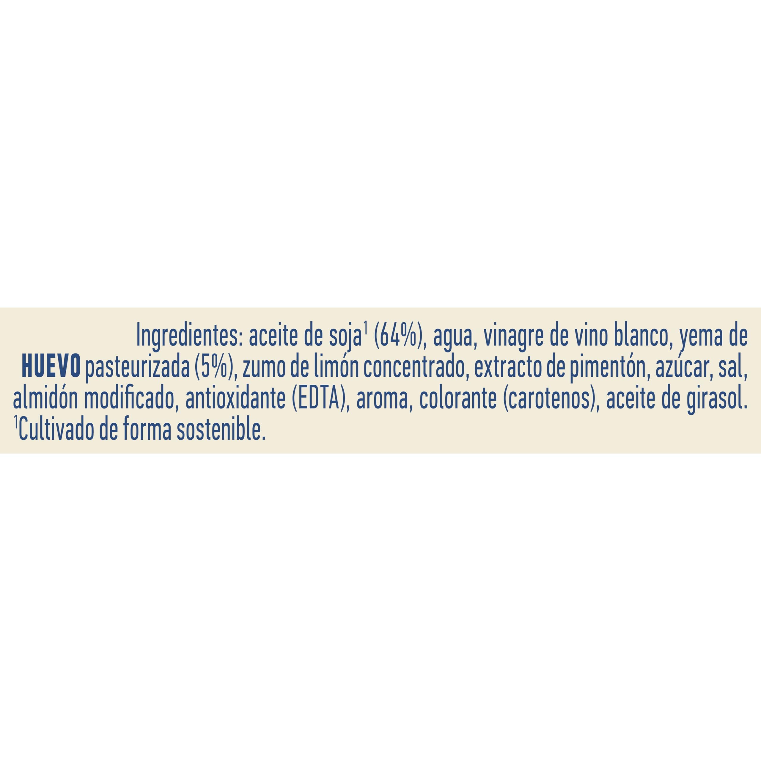 Hellmann's Gran Mayonesa Bocabajo Sin lactosa Sin gluten 430ml