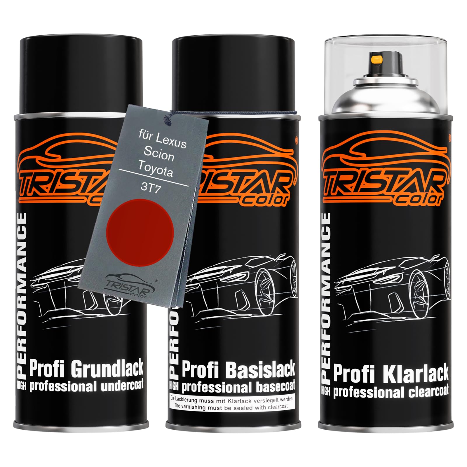 TRISTARcolor Car paint Spray can set for Lexus/Scion/Toyota 3T7 Luminous Red Metallic Perl under + base coat clear coat spray can 400ml