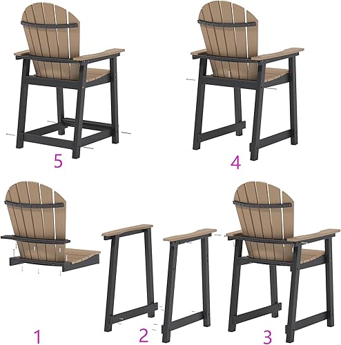 Miniatura 8 de OTSUN Silla Adirondack alta para exteriores, HDPE resistente a la intemperie, para jardín, patio trasero, piscina, capacidad de 400 libras (1