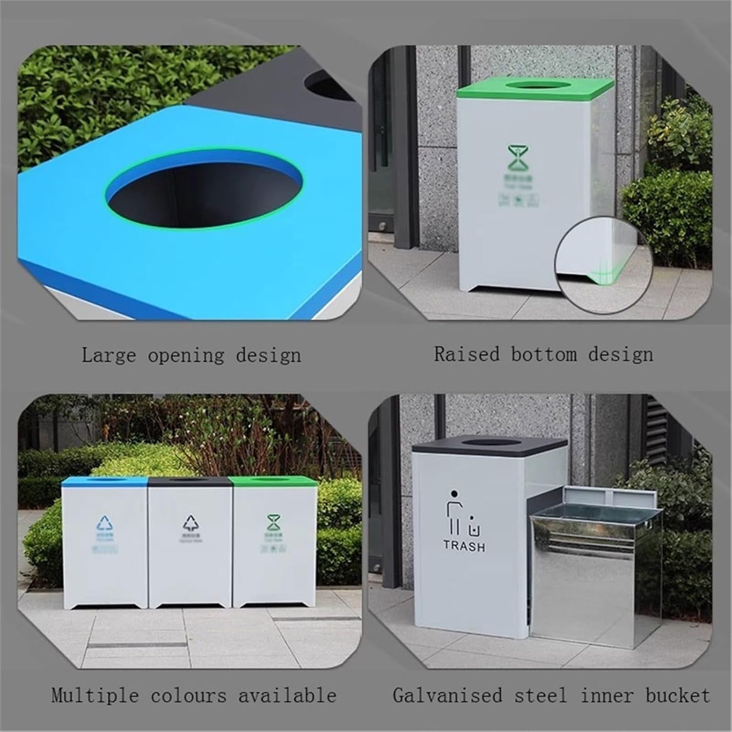 Outdoor Waste Bin Large Capacity Outdoor Waste Bin Lockable Metal Waste Bin 145L Large Commercial Waste Bin, Heavy Duty Waste Bin (Black)