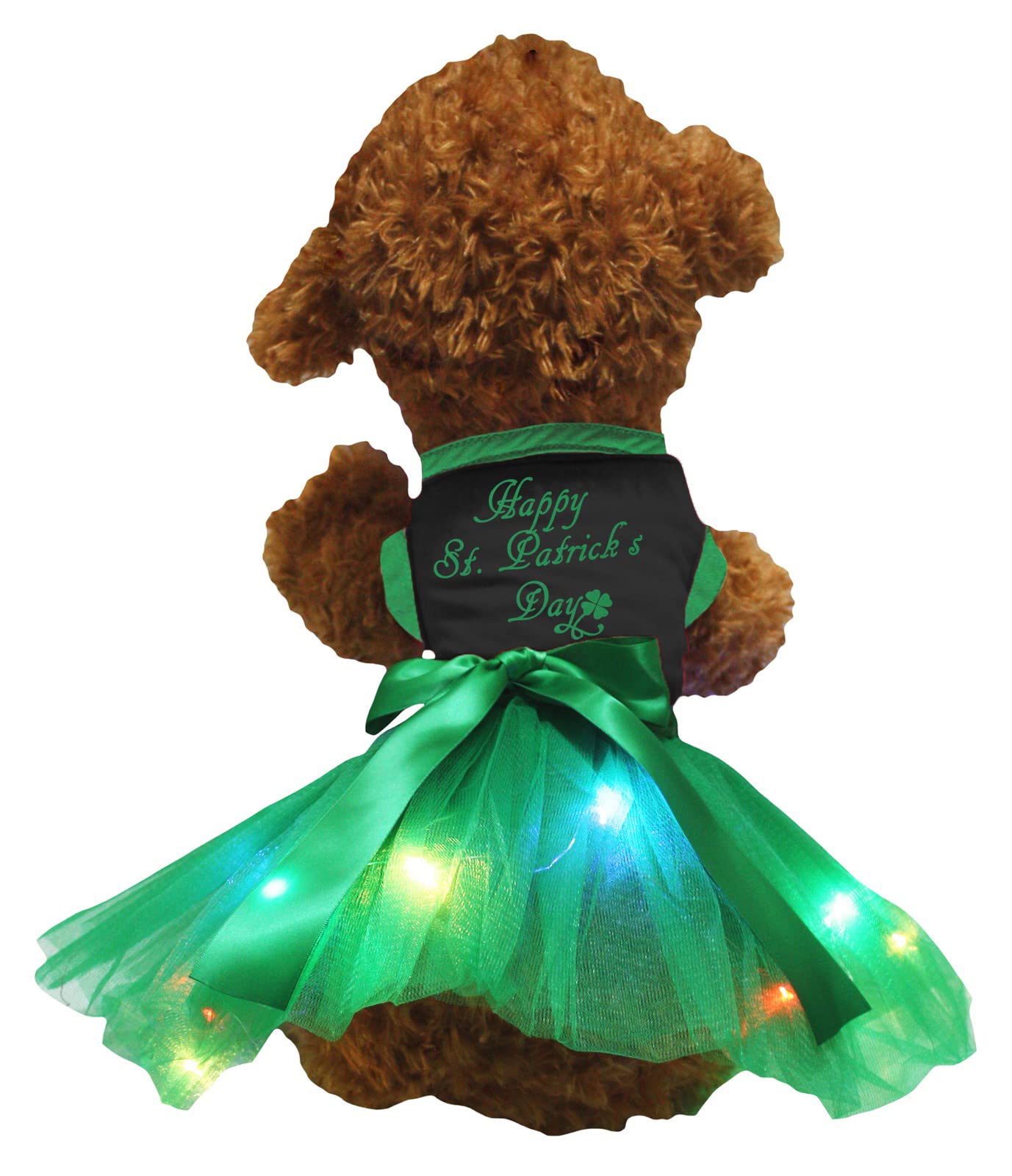 Robe pour chien avec LED Saint-Patrick noire et verte taille XS