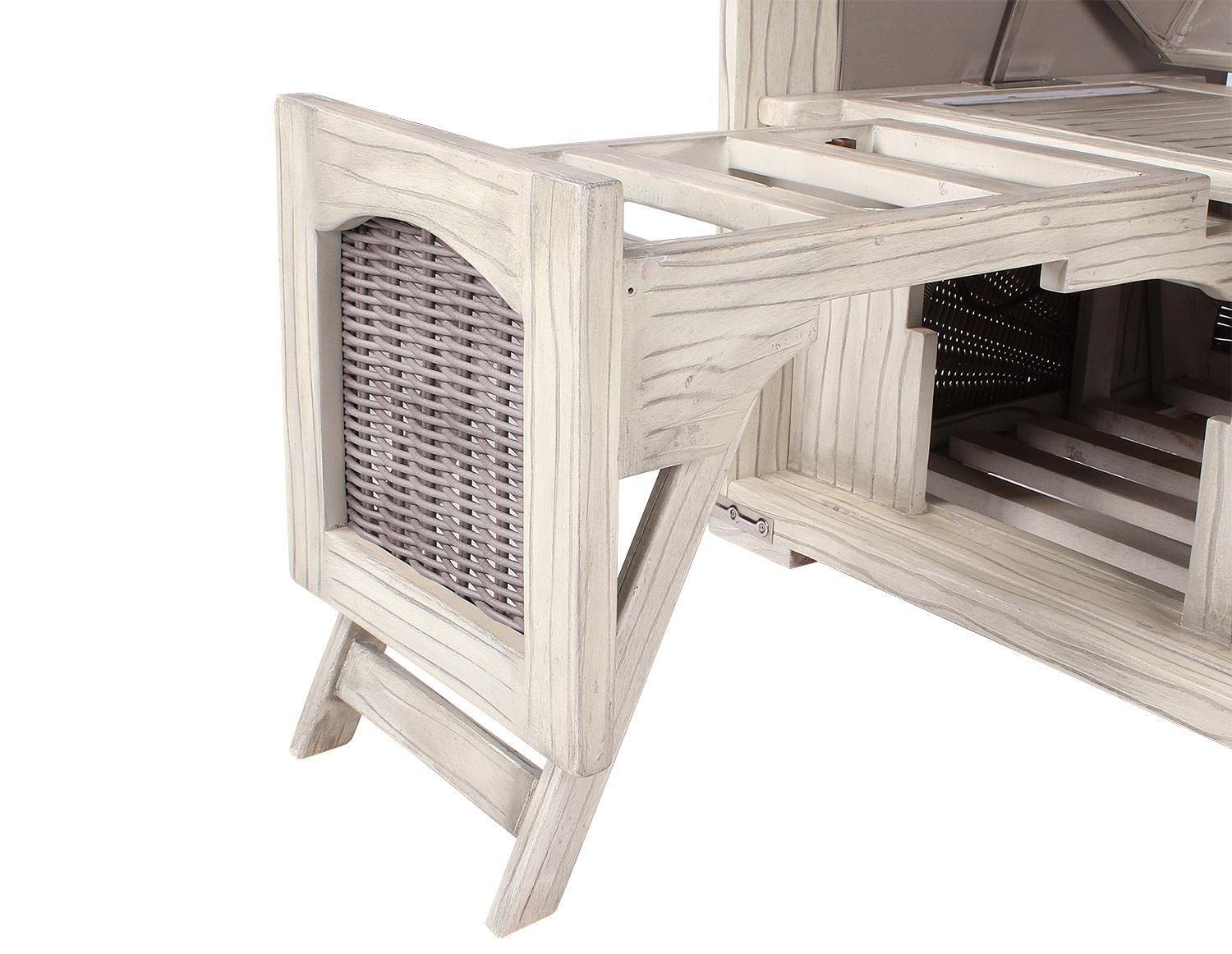 bene living Strandkorb-Set Ammersee 2-Sitzer Mahagoni Washed Grey - PE Koboo Grey - Modell 500 - Liftersystem
