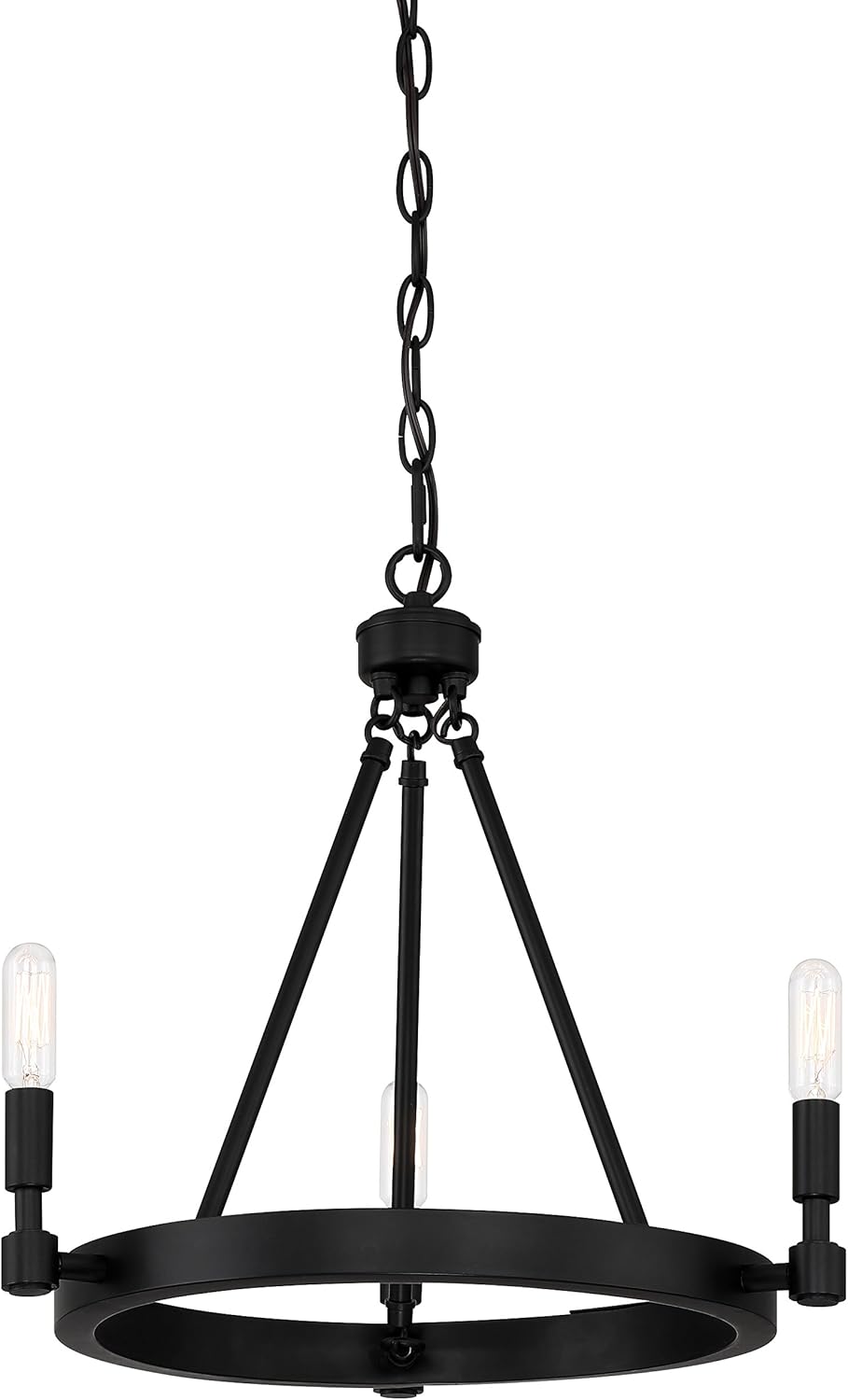 DESIGNERS FOUNTAIN 15.5in H Fiora 3-Light Farmhouse Rustic Chandelier, Black, 92583-BK