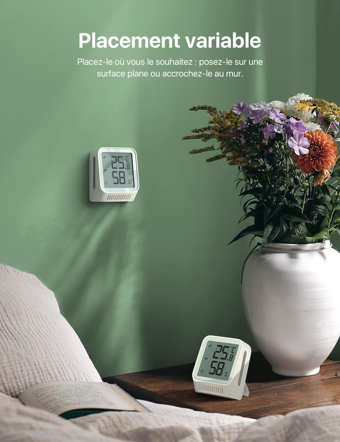X-Sense Wassermelder WLAN mit SBS50 Basisstation, WLAN Hygrometer Thermometer Innen mit LCD-Display, App-Warnungen（nur 2.4Ghz）