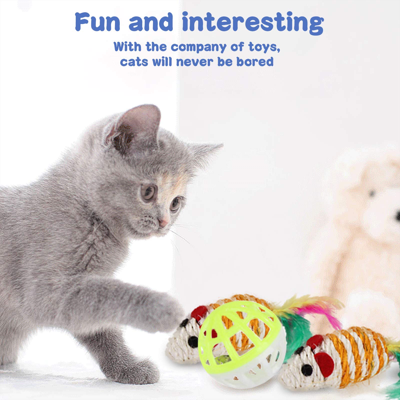 27PCS Juguetes para Paquete de Variedad para Gatitos, Set di Juguetes para Gatos Interactivo Ratón,Ratóns y Bolas Varias para Gatos Juguetes para Gatos con Plumas túnel