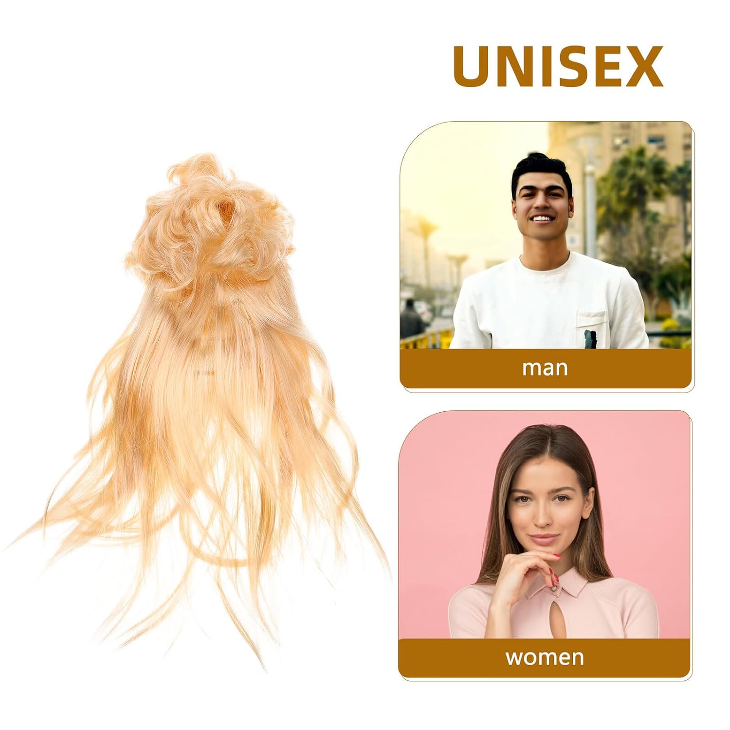 SUPVOX Long Straight Gold Rocker Wigs for Men and Women Cosplay Masquerade Party Costume Fake Hair Headdress Accessory