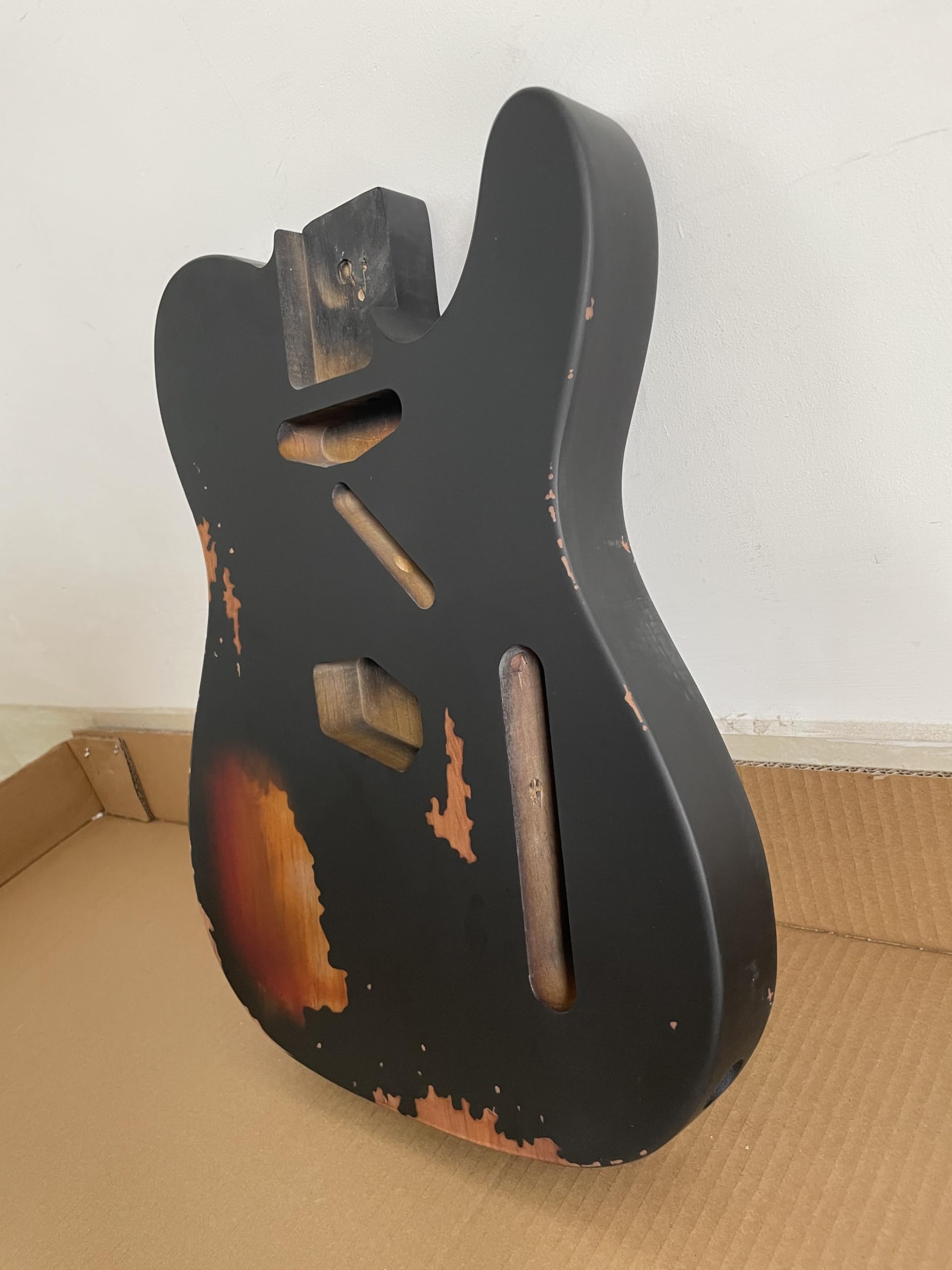 Relic Electric Guitar Body TL Style Nitro Top Alder Wood DIY Guitar Body Relic Guitar Body S-S pickups Black