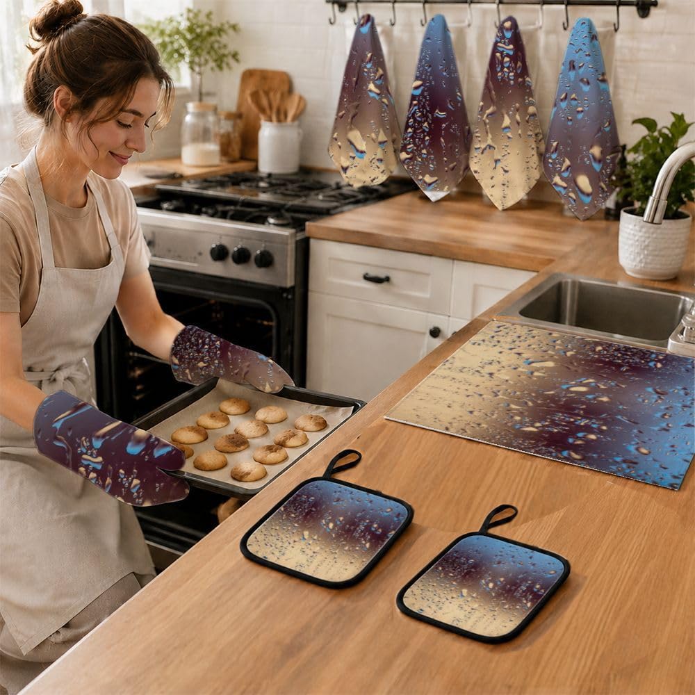 9PCS Pioggia Finestra Vetro Cucina Decor e Accessori Set