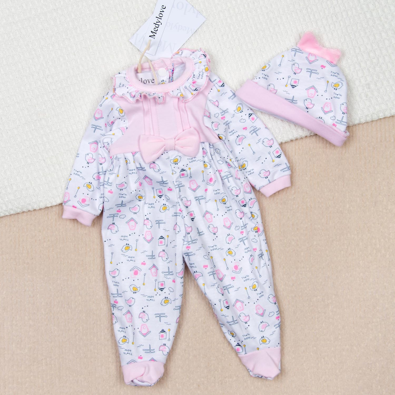 2 muñecas de bebé  Reborn para niñas, ropa de 16 a 18 pulgadas, muñeca recién nacida, traje rosa de 17 pulgadas con estampado de muñeca 4