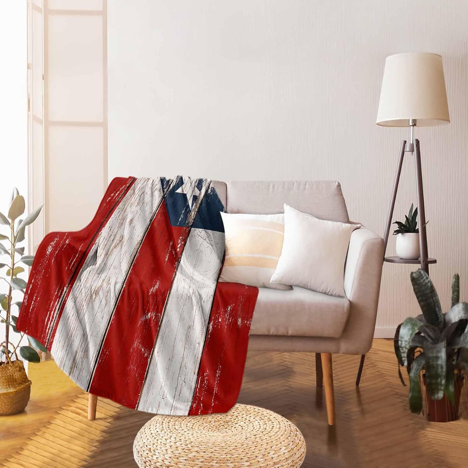 Fleece Blanket for Couch Puerto Rico Flag Patriot Vintage Wooden Board Text Super Soft Throw Blankets Lightweight Plush Fuzzy Bed Throws for Sofa Travel Camping 40x50 inches