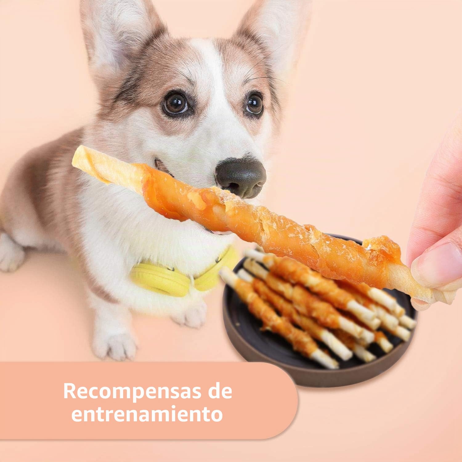 Nobleza - 600g Snack Perro Palitos de Piel de Buey Enrollados con Pollo Deshidratado, Ricos en Proteínas y Bajos en Grasas - 12cm