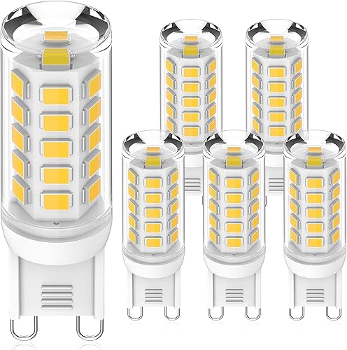 Bombilla LED G9 regulable blanco natural 4000 K, 4 W, equivalente a 40 W halógeno, CA 120 V sin parpadeo G9 Bi Pin Base Bombillas para candelabro,