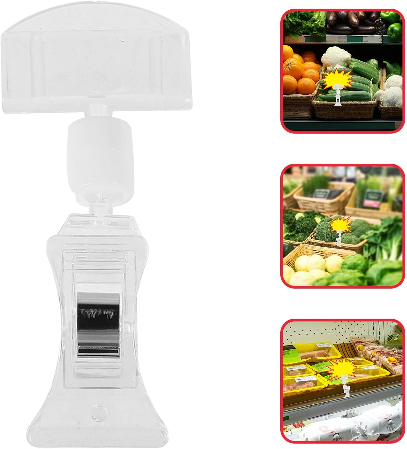 10pcs Double Head Price Tag Holders with Rotatable Clips for Displays | Plastic Construction, Adjustable Position, Easy Clamp Design, Office and Advertising Activities