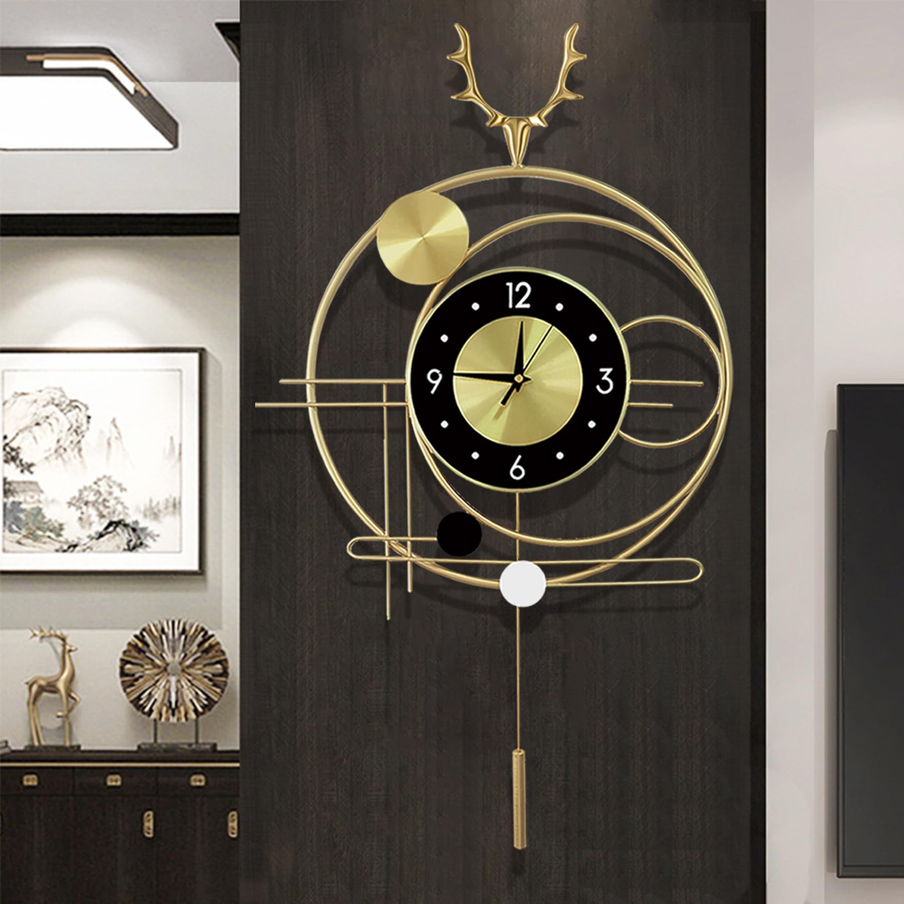 TBDdsd Wall clocks, Large wall clock - golden silent with modern and simple kitchen clocks for living room, bedroom