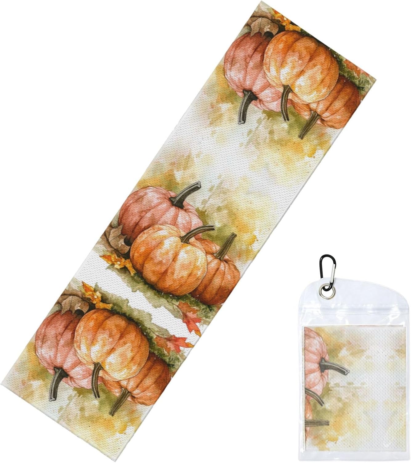 Cooling Towels (40″x12″) Soft Breathable Gym Towels with Waterproof Bag Cooling Neck Wraps for Hot Weather Fall Watercolor Pumpkins Sweat Towel Microfiber Chilly Towel for Yoga Sport Running Workout