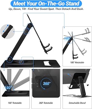 Ingnok Portable Monitor, Ultra Slim 15.6 Inch FHD IPS Laptop Screen Extender with Adjustable Stand, USB C Compatible, Ideal for Travel and Office