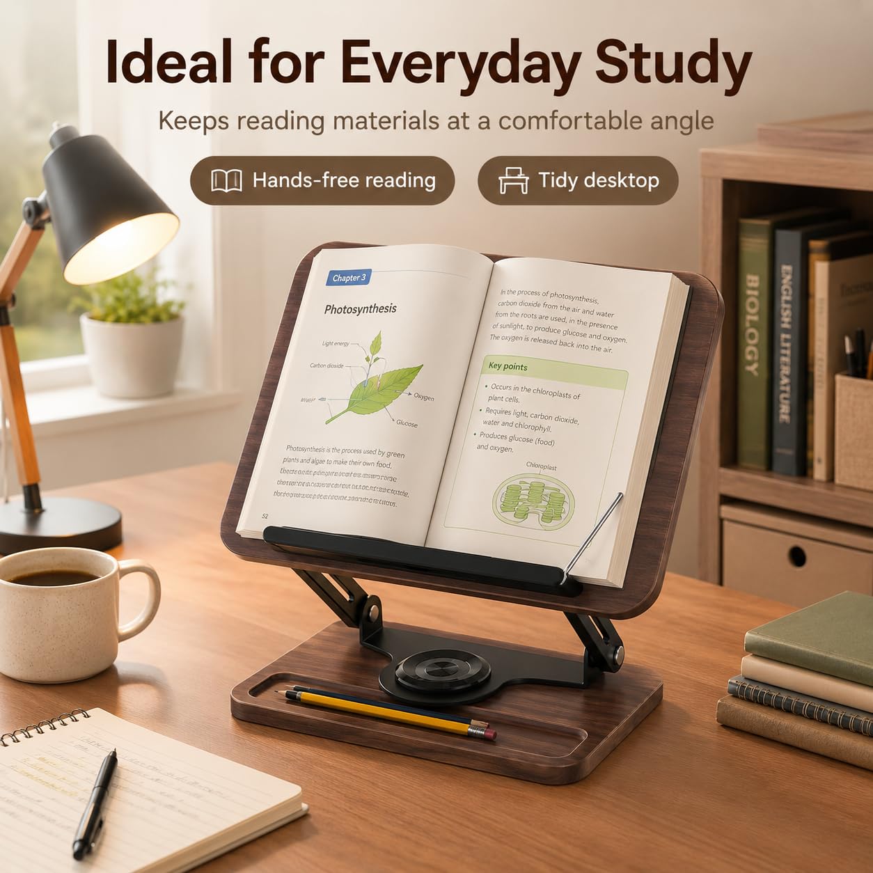 Support de livre pour lecture réglable en hauteur 7,5-38 cm