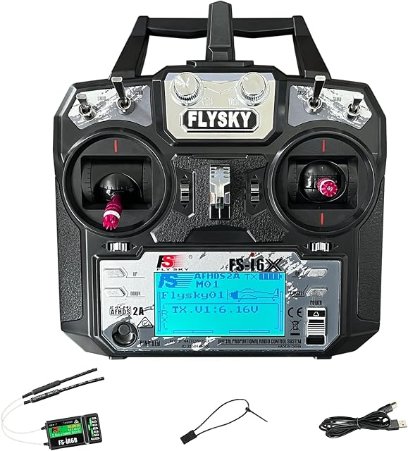 HAWK'S WORK FS-i6X 10 Ch Transmitter, 2.4GHz RC Controller with FS-iA6B Receiver for Drone Multirotor Airplane Helicopter Car Tank Boat (i6X+iA6B)