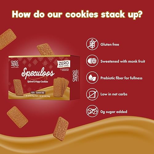 Miniatura 3 de ChocZero Speculoos - Galletas cetogénicas, sin gluten, sin azúcar añadida, molino de viento especiado, 30 galletas por caja, 9 onzas (paquete de 1)