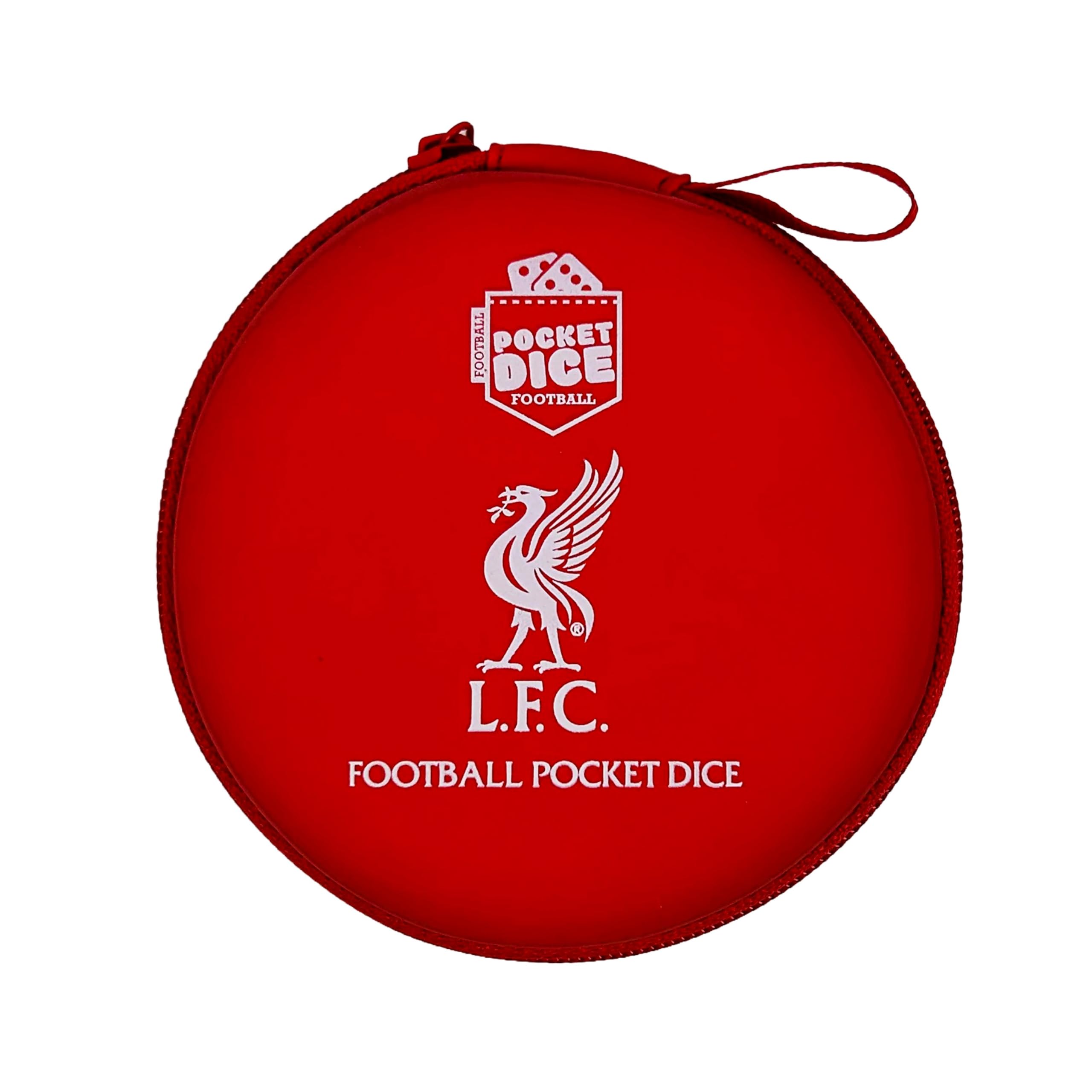 Official Liverpool FC Football Pocket Dice Game | Licensed Travel Dice Game for 2 Players | Fast-Paced Football Strategy Game with Tokens, Cards & Goal Scoring Action | Portable Family Game