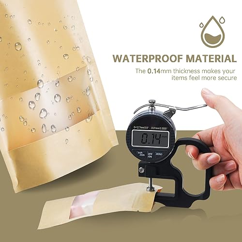 Miniatura 4 de ODDIER 120 bolsas de papel kraft de 7 x 10 pulgadas con cierre de cremallera de ventana, bolsas resellables, bolsas resellables a prueba de olores