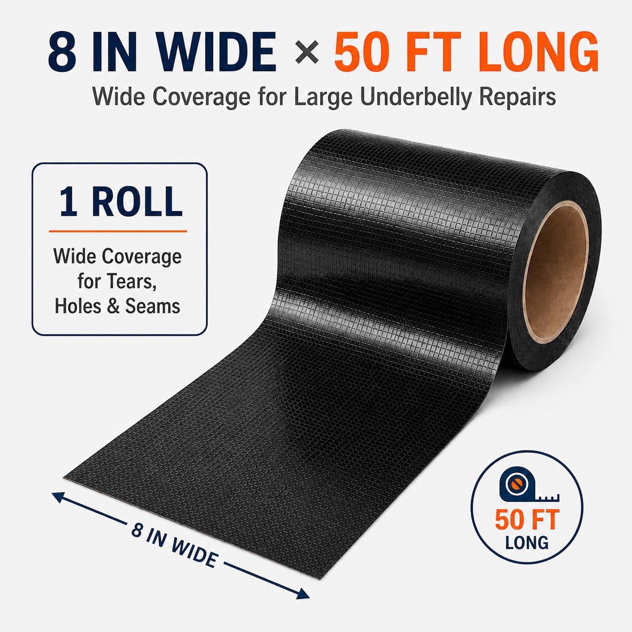 Cinta Reparación Caravana Negra 203mm x 15m | Cinta Sellante para Caravanas, Impermeable y Estanca, para Techo Autocaravana Ventana Barco Tuberías