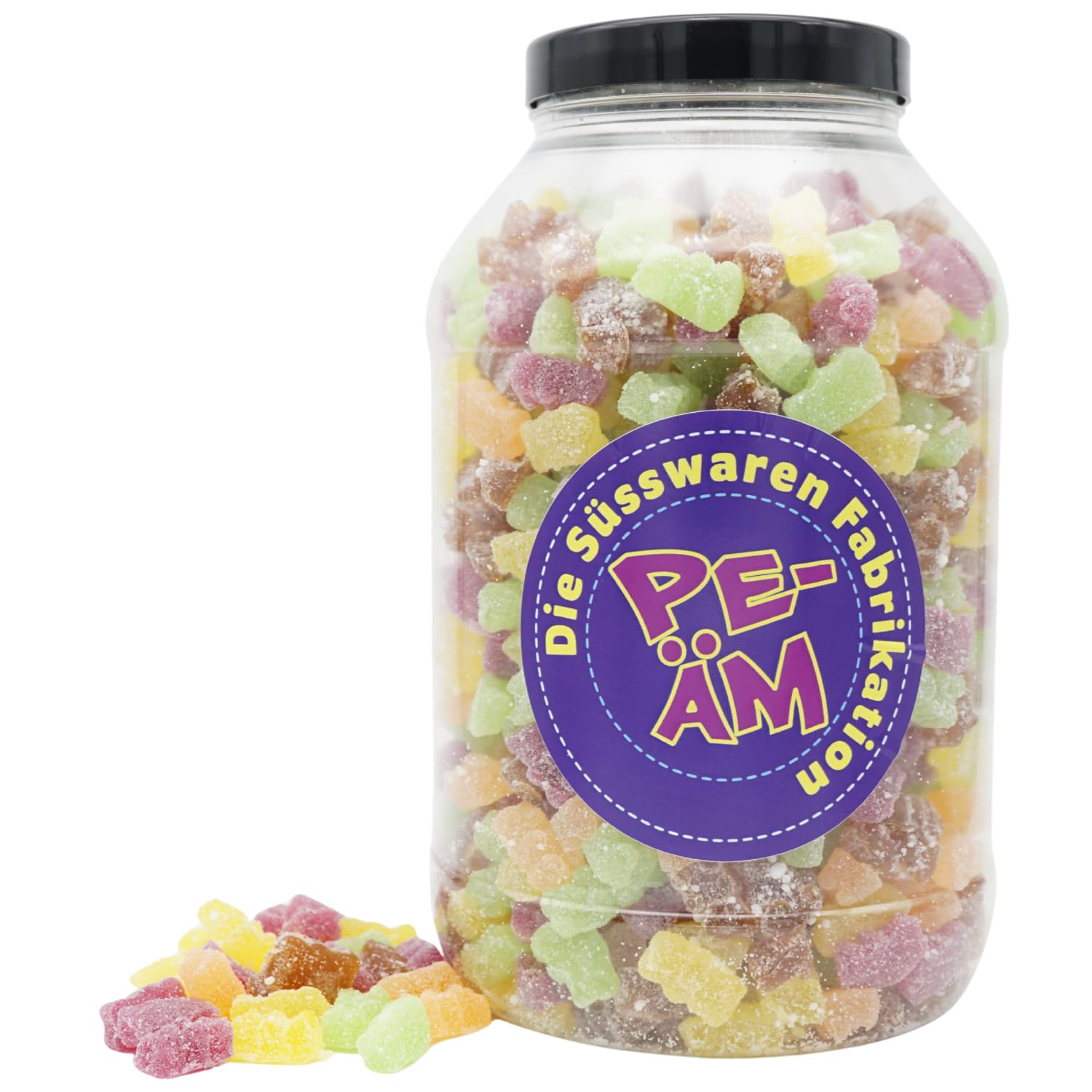 PE-ÄM | Wirklich Saure Zuckerfreie Fruchtgummi Bärchen | 5er Mix |3kg Mega Pot | XXL Pack für Party, Candybar & Geschenk | Premiumfruchtgummi