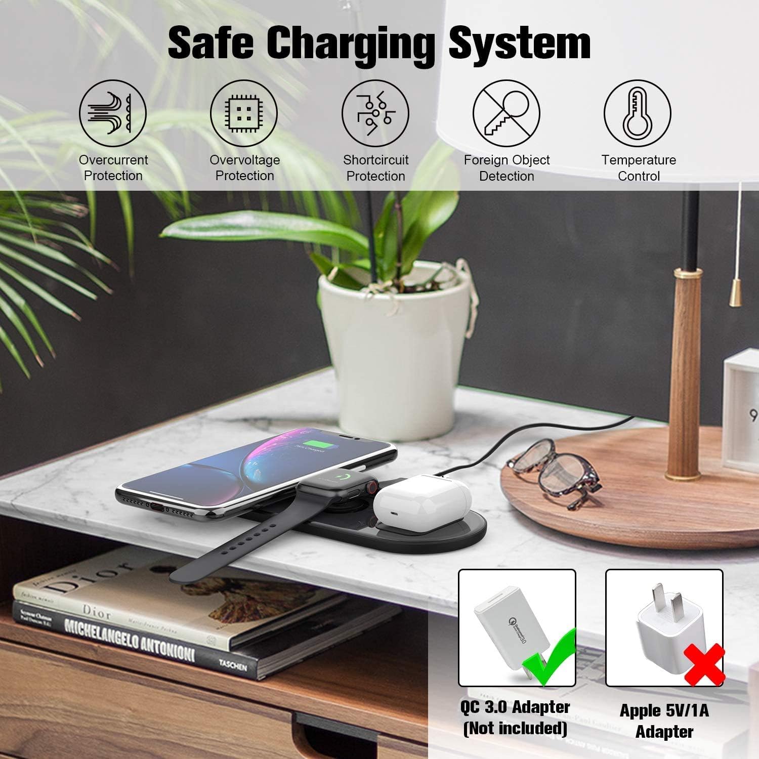 Tесh Dеаlѕ 🔥 UUTO Wireless Charger, 3 in 1 Qi-Certified Fast Wireless Charging Pad for iPhone 13 12 11 Pro/Pro Max/Mini/X/XS/XR/XS Max/8/8 Plus/SE 2/Samsung Phone, AirPods 2/Pro, iWatch (No QC 3.0 Adapter) Exсluѕіvе Dіѕсоunt 🔥 UUTO Wireless Charger, 3 in 1 Qi-Certified Fast Wireless Charging Pad for iPhone 13 12 11 Pro/Pro Max/Mini/X/XS/XR/XS Max/8/8 Plus/SE 2/Samsung Phone, AirPods 2/Pro, iWatch (No QC 3.0 Adapter)
