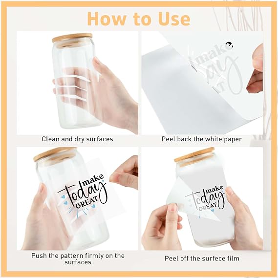Inspirational Quotes UV DTF Cup Wraps, Transfer Stickers for Glass Tumblers