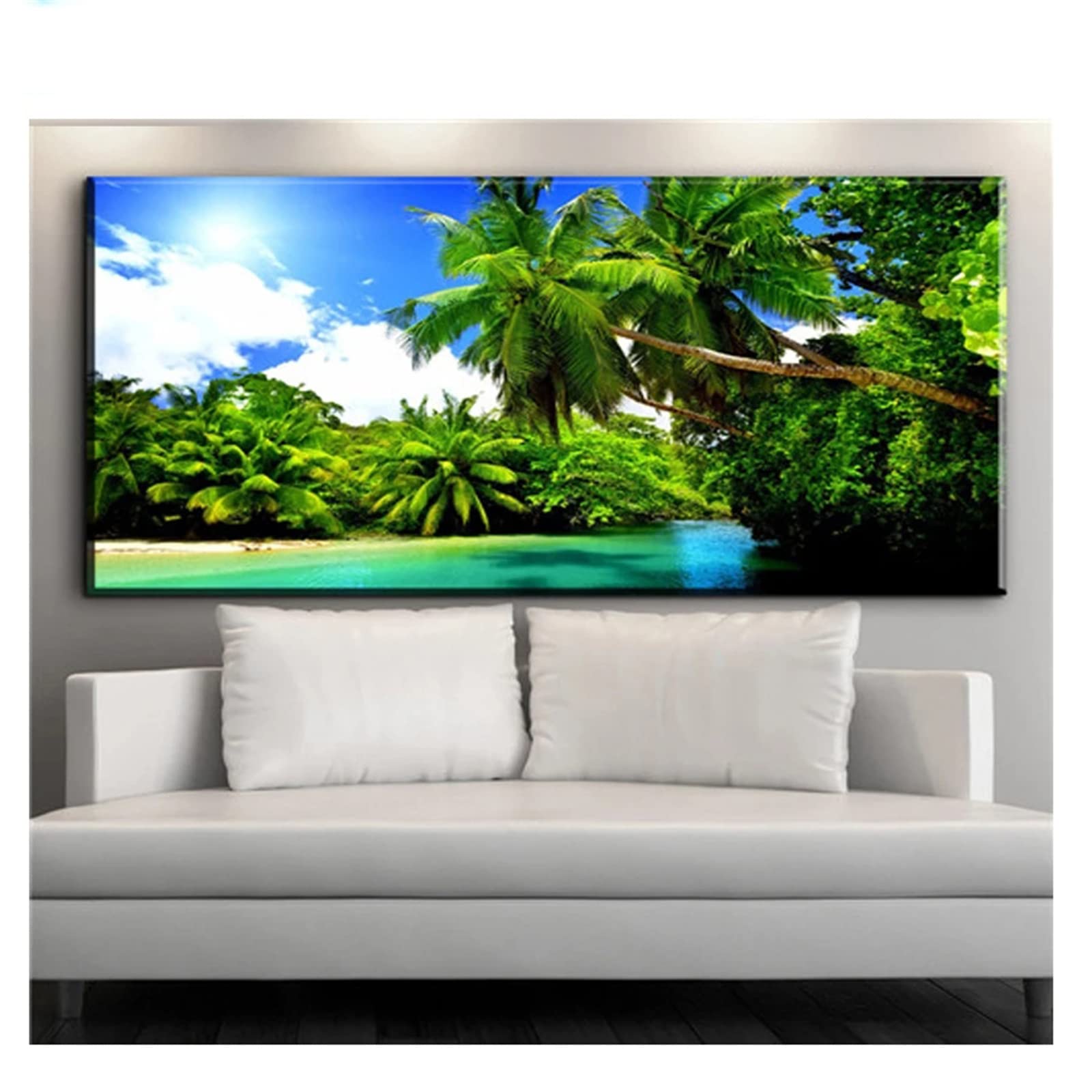 DIY zestawy do malowania diamentami 5D, pełne wiertło diamentowy obraz dla dorosłych i dzieci, kryształ górski haftowanie obrazy do dekoracji ścian domu - 80 x 160 cm / 31 x 63 cali (krajobraz drzewa kokosowego)