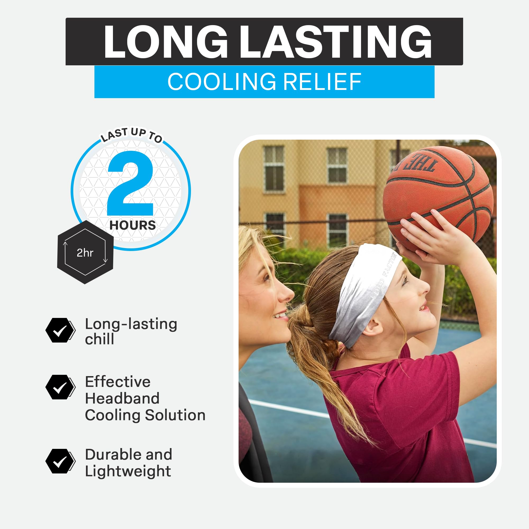 COLD FACTOR kühlendes Stirnband für Damen und Herren, LSF 50+, fortschrittlicher Verdunstungskomfort, sofort kühlendes Schweißband für Outdoor-Sport, Fitness, Yoga, Wandern, Laufen und Workouts