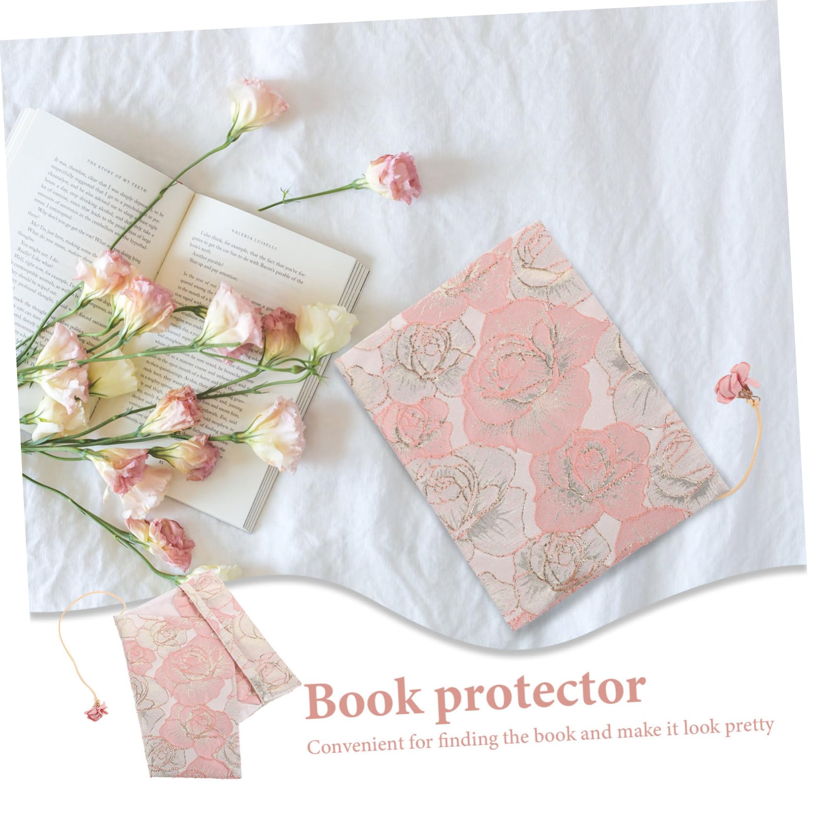 jojofuny 3 Pezzi Copertina del libro in tessuto arredamento protezione tela per rilegatura di libri protettori copertine di libri riutilizzabili Protettore di copertina del libro rosa
