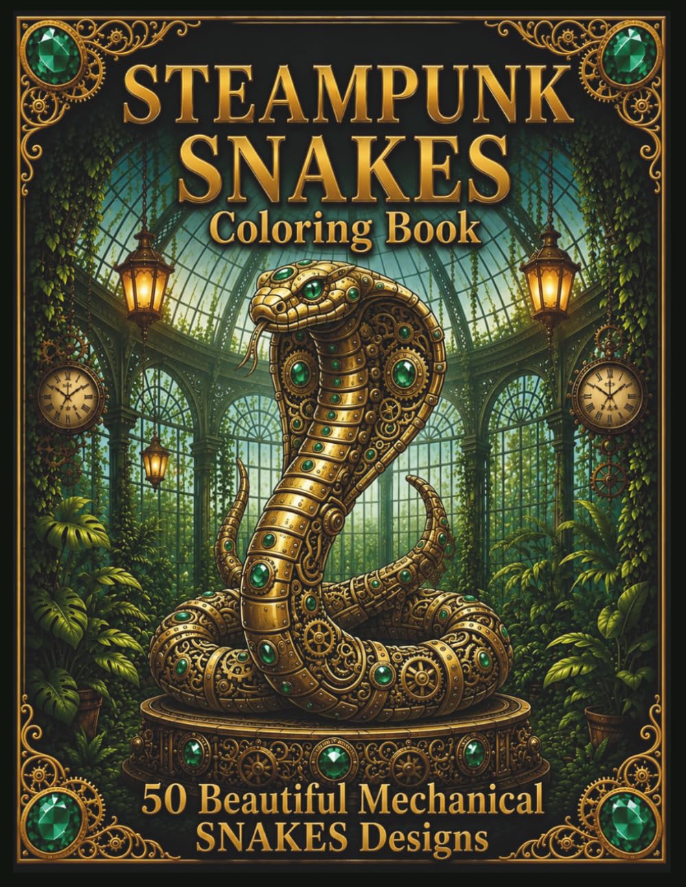 STEAMPUNK SNAKES Coloring Book: 50 Mechanical Snake Designs for Adults (Steampunk Coloring Book Collection)