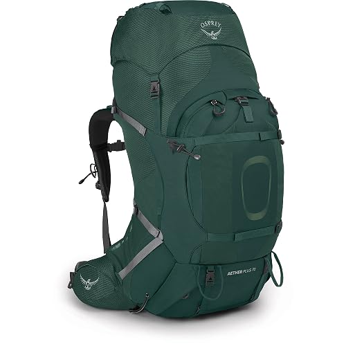 Osprey Aether Plus 70L Men's Backpacking Backpack, Green S-M
