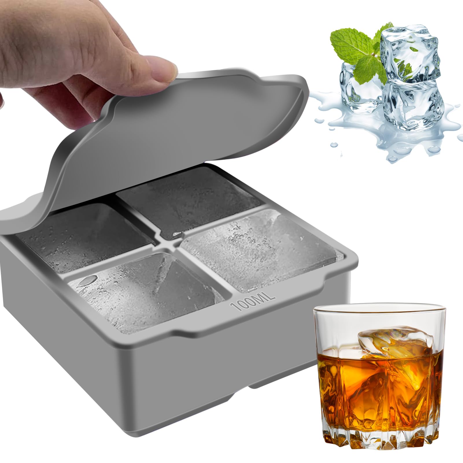 Amazon | YOUSHY製氷皿 食品級シリコン製 蓋付き 氷作る容器