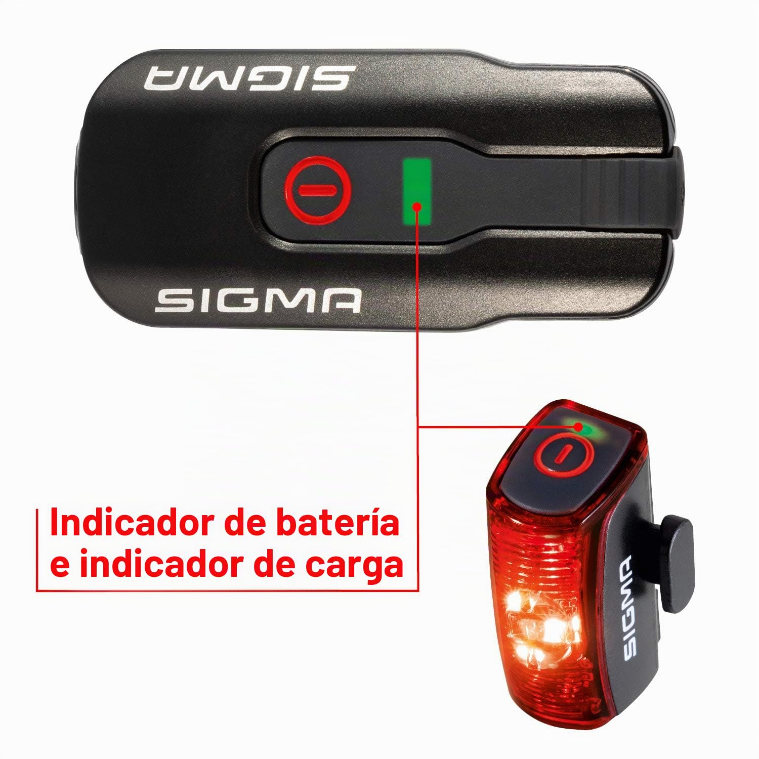 SIGMA Juego de luces LED para bicicleta AURA 60 y INFINITY | Luz delantera y trasera recargable | Juego de luces para bicicleta a prueba de salpicaduras de agua