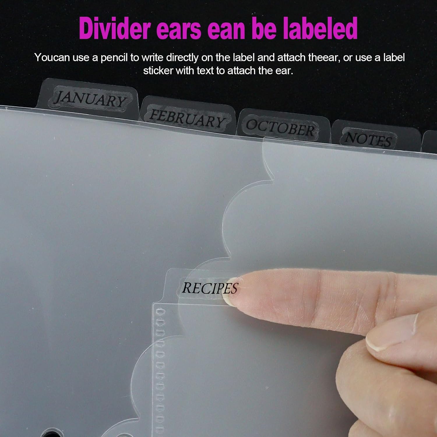 Koqye 12-Pack A6 Binder Pockets with Index Tabs Sticker Frosted image 4