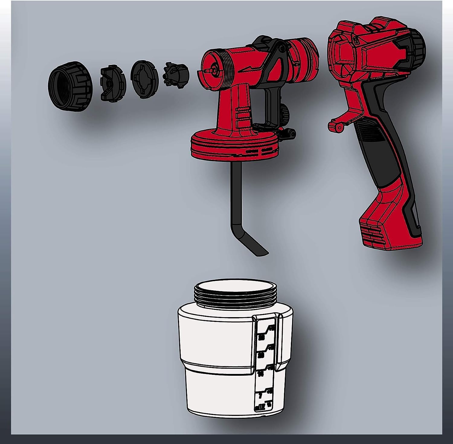 Einhell Sistema de pulverización de Pintura TC-SY 600 S (Semi-estacionario, áreas de Trabajo Medianas y Grandes, para Barnices, esmaltes y Pinturas para Paredes Interiores) Negro, Rojo