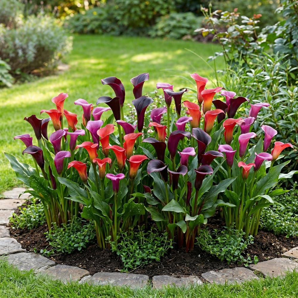 Calla Lys violets noirs rouges 5 bulbes hollandais grands pour pot